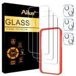 Ailun 3 Pack Screen Protector for iPhone 15 [6.1 inch] + 3 Pack Camera Lens Protector with Installation Frame,Case Friendly Tempered Glass Film,[9H Hardness] - HD