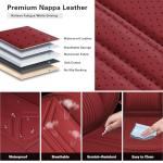 otoez Car Seat Covers Full Set, 5 Seats Nappa Leather Seat Cover for Car Seden SUV Truck, Waterproof Automotive Seat Cover Full Coverage Front and Rear Seat Protector, Red