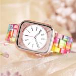 Light Apple Watch Band-Fashion Resin Apple Watch Series 10 Series 9 Series 8 band,iWacth Bands,Apple Watch Bands for Women,Compatible with Apple Watch Series 10 9 8 7 SE 6 5 4 3 2 1 Ultra 2 1-Rainbow, 38mm/40mm/41mm/42mm(Series 10)