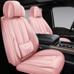 NS YOLO Universal Leather Car Seat Covers Full Coverage,Waterproof Custom Fit for Cars,SUVs and Trucks, Premium PU Leather Automotive Seat Protector with Anti-Slip Design,Pink Seat Cover for 5 Seats