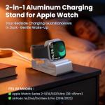 Stand for Apple Watch Charger, 2 in 1 Aluminum Airpod iWatch Charging Stand Dock Holder Compatible with Apple Watch Series 9 8 Ultra SE2 7 6 SE 5 4 3 2 and AirPods 1/2/3/Pro for Nightstand Mode