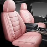 Isen-CoverAuto Full Coverage Faux Leather Car Seat Covers Full Set,Automotive Seat Covers for Cars,SUVs Pick-up Truck, Car Seat Cushion, Pink Seat Covers for 5 Seats,Car Seat Protector