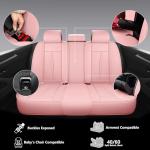 NS YOLO Universal Leather Car Seat Covers Full Coverage,Waterproof Custom Fit for Cars,SUVs and Trucks, Premium PU Leather Automotive Seat Protector with Anti-Slip Design,Pink Seat Cover for 5 Seats