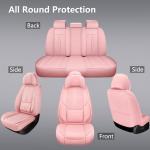 NS YOLO Universal Leather Car Seat Covers Full Coverage,Waterproof Custom Fit for Cars,SUVs and Trucks, Premium PU Leather Automotive Seat Protector with Anti-Slip Design,Pink Seat Cover for 5 Seats
