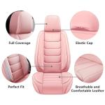 Isen-CoverAuto Full Coverage Faux Leather Car Seat Covers Full Set,Automotive Seat Covers for Cars,SUVs Pick-up Truck, Car Seat Cushion, Pink Seat Covers for 5 Seats,Car Seat Protector