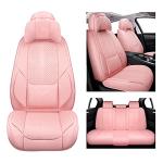 NS YOLO Universal Leather Car Seat Covers Full Coverage,Waterproof Custom Fit for Cars,SUVs and Trucks, Premium PU Leather Automotive Seat Protector with Anti-Slip Design,Pink Seat Cover for 5 Seats