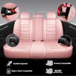 Isen-CoverAuto Full Coverage Faux Leather Car Seat Covers Full Set,Automotive Seat Covers for Cars,SUVs Pick-up Truck, Car Seat Cushion, Pink Seat Covers for 5 Seats,Car Seat Protector