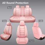 Isen-CoverAuto Full Coverage Faux Leather Car Seat Covers Full Set,Automotive Seat Covers for Cars,SUVs Pick-up Truck, Car Seat Cushion, Pink Seat Covers for 5 Seats,Car Seat Protector