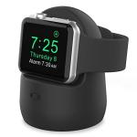 AhaStyle iWatch Stand Silicone Charging Dock Holder for Apple Watch Ultra 3, Ultra 2, Ultra, SE3, SE2, SE, Series 11 10 9 8 7 6 5 4 3 2 1 (49/46/45/44/42/41/40/38mm), Supports Nightstand Mode (Black)