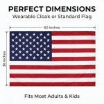 FUTUREPLUSX American Flag Cape, Wearable USA Flag Costume Outfit with Sleeves Classic Flag, 2 Differents Wearing Methods