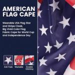 FUTUREPLUSX American Flag Cape, Wearable USA Flag Costume Outfit with Sleeves Classic Flag, 2 Differents Wearing Methods