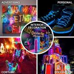 EL Wire 5in1 Portable Neon Rope Lights Strip Wearable Battery Pack Body Lights-360°Illumination Super Bright Cuttable DIY Halloween Christmas Festival Party Game Room Cosplay Costume(Ice Blue 1M)