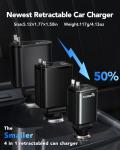 Retractable Car Charger for iPhone 17,4 in 1 Fast Charging Car Phone Charger,69W USB C Car Truck Accessories,Road Trip Essentials Gift for Men Women RV Power Adapter for iPhone 17/16/15/14,Galaxy S26