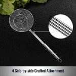 Hiware Solid Stainless Steel Spider Strainer Skimmer Ladle for Cooking and Frying, Kitchen Utensils Wire Strainer Pasta Spoon, 5.4 Inch