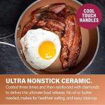 Gotham Steel Hammered 15 Pc Ceramic Cookware Set Nonstick, Induction Pots and Pans Set Non Stick with Bakeware Set & Steamer for Cooking, Non Toxic PFOA PFOS Free, Oven & Dishwasher Safe - Copper