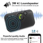 SUNITEC Bluetooth Car Speaker for Cell Phone, Handsfree Bluetooth Car Kit Motion AUTO ON Off Support Siri Voice Assistant Handsfree Speakerphone with Visor Clip - BC980P