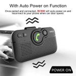 SUNITEC Bluetooth Car Speaker for Cell Phone, Handsfree Bluetooth Car Kit Motion AUTO ON Off Support Siri Voice Assistant Handsfree Speakerphone with Visor Clip - BC980P