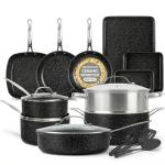 Granitestone Ceraluxe 20 Pc Ceramic Cookware Set Nonstick, Complete Pots and Pans Set Non Stick for Kitchen with Bakeware, Utensils & Steamer, Non Toxic Made Without PFOA PFOS, Oven & Dishwasher Safe