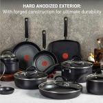 T-Fal Ultimate Hard Anodized Nonstick Pots and Pans Set 17 Piece, Nonstick Cookware Set with Fry Pan, Saucepans, Saute-Pan, Griddle, Dishwasher Safe, Onyx
