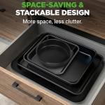 NutriChef Stackable Non-Stick Baking Pan Set – Carbon Steel Bakeware Set w/ Cookie Sheet, Muffin & Loaf Pan, Double Coated for Easy Release, Oven & Dishwasher Safe, Resists Warping, – Easy to Clean