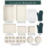 Country Kitchen Nonstick Stackable Bakeware Set - Deluxe Heavy Duty, Durable, Easy Release Baking Set, Sage, 13 Pcs