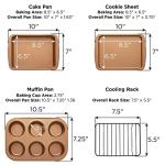 Ecolution Non-Stick Toaster Oven Bakeware Set, 4 Piece, Carbon Steel, Easy to Clean and Perfect for Single Servings, Copper