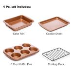 Ecolution Non-Stick Toaster Oven Bakeware Set, 4 Piece, Carbon Steel, Easy to Clean and Perfect for Single Servings, Copper