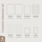 Bakken 8-Piece Ceramic Coated Bakeware Sets, Nonstick Aluminized Steel Pans with Muffin, Loaf, Cake, Roasting Pan, & Cooling Rack, Oven Safe Up To 500°F, Dishwasher Safe, BPA, PTFE & PFAS Free, Green