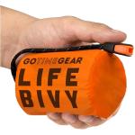 Go Time Gear Lightweight Bivy Sack - Emergency Bivy with 120 dB Whistle & Paracord - Thermal Emergency Blanket for Survival Kit - Compact for Camping & Backpacking Gear - Pack of 1, Orange