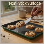 Bakken 8-Piece Ceramic Coated Bakeware Sets, Nonstick Aluminized Steel Pans with Muffin, Loaf, Cake, Roasting Pan, & Cooling Rack, Oven Safe Up To 500°F, Dishwasher Safe, BPA, PTFE & PFAS Free, Green