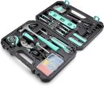 Amazon Basics 142-Piece Household Tool Kit for Home Repair, Hand Tools with Storage Case, 13.39 x 9.25 x 2.95 inch, Turquoise