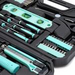 Amazon Basics 142-Piece Household Tool Kit for Home Repair, Hand Tools with Storage Case, 13.39 x 9.25 x 2.95 inch, Turquoise