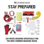Always Prepared Premium Roadside Emergency Kit for Car - Car Safety Kit, Tools, First Aid, Visibility Gear & More - Perfect Roadside Assistance Kit Gift for New Drivers (125 pc)