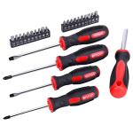 FASTPRO 215-Piece Home Repairing Tool Set with 12-Inch Wide Mouth Open Storage Bag, Household Hand Tool Kit,Red