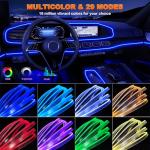 Jushope Interior Car LED Strip Lights with Wireless APP and Remote Control, RGB 5 in 1 Ambient Lighting Kits with 236 inches Fiber Optic, 16 Million Colors Car Neon Lights, Sync to Music