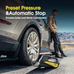 FLYKID Tire Inflator Portable Air Compressor- 12V DC Air Pump for Car Tires with 150PSI LCD Digital Gauge & Emergency LED Light,Auto Tire Pump for Cars,Motorcycles,Bikes,Balls (Yellow, Large)