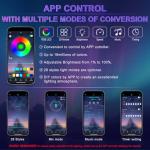 LivTee Smart LED Car Lights Interior with USB Port, LED Strip Fiber Optic Ambient Lighting Car, Wireless App Control, Sync to Music, Car Decorations Interior Accessories Gifts for Women Men, 6 in 1