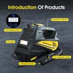 FLYKID Tire Inflator Portable Air Compressor- 12V DC Air Pump for Car Tires with 150PSI LCD Digital Gauge & Emergency LED Light,Auto Tire Pump for Cars,Motorcycles,Bikes,Balls (Yellow, Large)