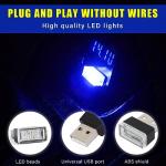 Augeny 4 PCS USB LED Car Interior Atmosphere Lamp, Plug-in USB Decor Night Light, Portable Auto Ambient Lighting Kit, Universal Vehicle Interior Accessories for Most Cars (Blue)