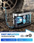 ShockFlo Tire Inflator Portable Air Compressor 12v DC Ultra Fast Air Pump for Car Tires- 150PSI Car Tire Air Pump Digital Pressure & Pre-Set Gauge with Emergency LED Light