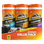 Armor All Protectant, Glass and Cleaning Wipes, Wipes for Car Interior and Car Exterior, 30 Count Each (Pack of 3)