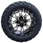 12 Inch Deep Dish Machined Golf Cart Wheels & Tires Set of 4, 20x10-12 All Terrain Tires/Street Use, DOT Certified Golf Cart Wheels Compatible with EZGO, Club Car, YMH