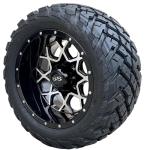 12 Inch Deep Dish Machined Golf Cart Wheels & Tires Set of 4, 20x10-12 All Terrain Tires/Street Use, DOT Certified Golf Cart Wheels Compatible with EZGO, Club Car, YMH