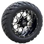 12 Inch Deep Dish Machined Golf Cart Wheels & Tires Set of 4, 20x10-12 All Terrain Tires/Street Use, DOT Certified Golf Cart Wheels Compatible with EZGO, Club Car, YMH