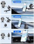Qifutan Dash Mounted Holders Phone Holders for Your Car Phone Mount for Car Windshield Dashboard Air Vent Universal Desk Mounts Hands Free Automobile Cell Phone Holder Fit for iPhone Smartphone