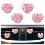 4PCS Heart-Shaped Car Vent Clips with Rhinestone,Bling Air Vent Clips Car Decorations,Premium Shiny Car Clips for Vents CCar Accessories Interior for Cars,Trucks,SUVs (Pink)