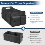 Femuar Car Trunk Organizer with Large Capacity Waterproof Car Accessories for Women & Men, Collapsible Trunk Organizer for Suv/Jeep/Sedan (Black, Standard)