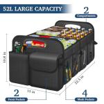 Femuar Car Trunk Organizer with Large Capacity Waterproof Car Accessories for Women & Men, Collapsible Trunk Organizer for Suv/Jeep/Sedan (Black, Standard)