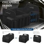 Femuar Car Trunk Organizer with Large Capacity Waterproof Car Accessories for Women & Men, Collapsible Trunk Organizer for Suv/Jeep/Sedan (Black, Standard)