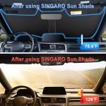 SINGARO 300T Universal Car Windshield Sun Shade, Foldable Reflective for Windshield & Window Shades with Overlapping Design, Car Interior Accessories (55" L x 26.7" W)